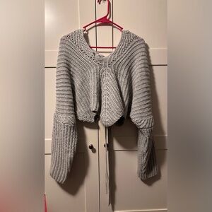 Fashion Nova Cropped Cozy Gray Knit Sweater